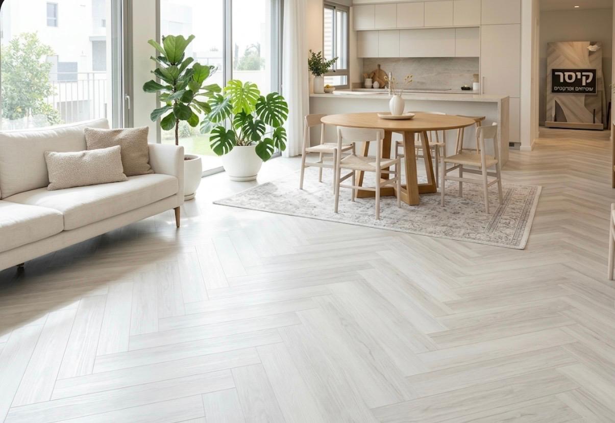 פרקט פולימרי פישבון לבן פנינה 