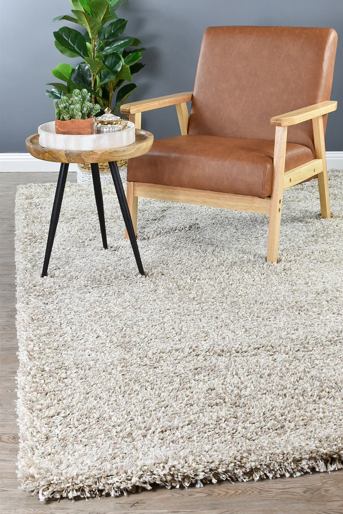 שטיח בלגי דגם שאגי שעיר משולב בז' לבן  : image 1