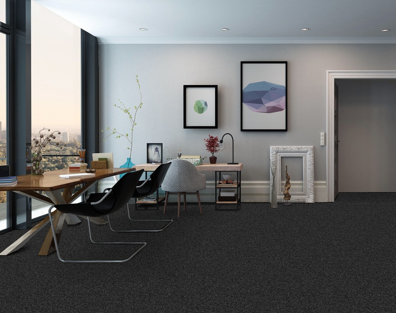 שטיח מקיר לקיר לולאות שחור (רוחב גליל 3.66 מטר)