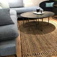 שטיח חבל Brono טבעי משולה עם שחור בשילוב פרנזים