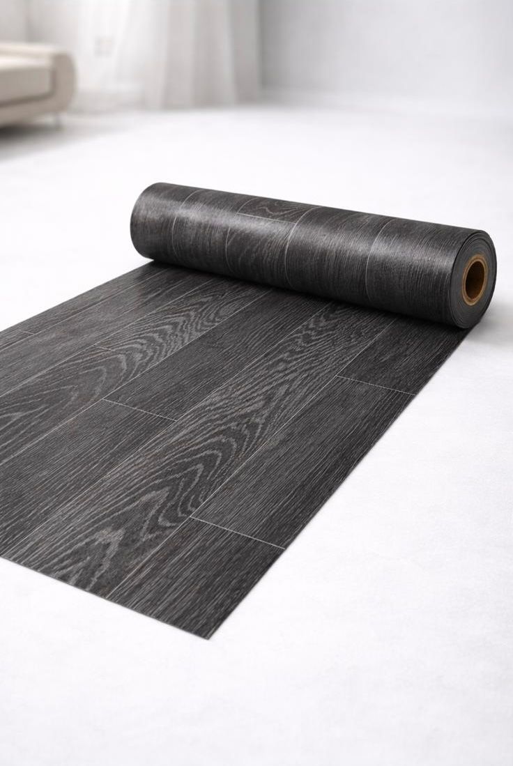 PVC גליל 2 מטר דמוי פרקט שחור 